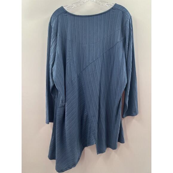 Calessa Women’s 3/4 Sleeve Assymetrical Tunic Top Cadet Blue Size 1X - Picture 6 of 8